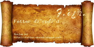 Fetter Árpád névjegykártya