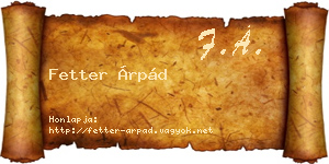 Fetter Árpád névjegykártya