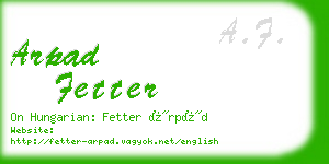 arpad fetter business card